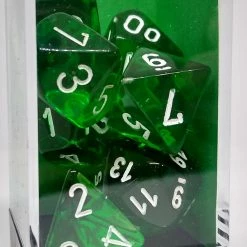 Chessex 23075 Translucent: Green/White - Polyhedral (7 Dice) Accessories