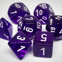 Chessex 23077 Translucent: Purple/White - Polyhedral (7 Dice)