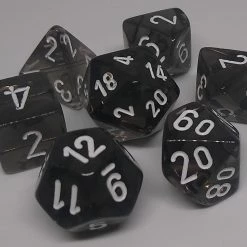 Chessex 23078 Translucent: Smoke/White - Polyhedral (7 Dice)