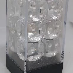 Chessex 23601 Translucent: Clear/White - 16mm D6 (12 Dice) Accessories