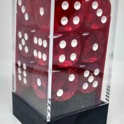 Accessories Chessex 23604 Translucent: Red/White - 16mm D6 (12 Dice)