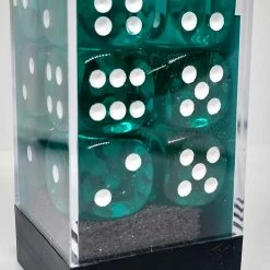 Chessex 23615 Translucent: Teal/White - 16mm D6 (12 Dice) Accessories