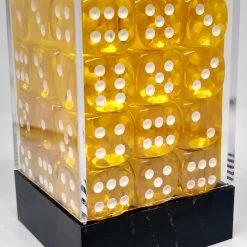 Chessex 23802 Translucent: Yellow/White - 12mm D6 (36 Dice) Accessories