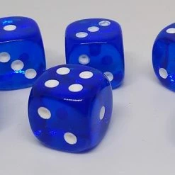 Chessex 23806 Translucent: Blue/White - 12mm D6 (36 Dice)