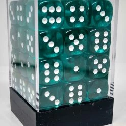Chessex 23815 Translucent: Teal/White - 12mm D6 (36 Dice) Accessories