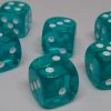 Chessex 23815 Translucent: Teal/White - 12mm D6 (36 Dice) Accessories