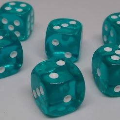 Chessex 23815 Translucent: Teal/White - 12mm D6 (36 Dice) Accessories