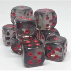 Chessex 23818 Translucent: Smoke/Red - 12mm D6 (36 Dice) Accessories