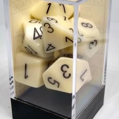 Chessex 25400 Opaque: Ivory/Black - Polyhedral (7 Dice) Accessories