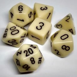 Chessex 25400 Opaque: Ivory/Black - Polyhedral (7 Dice) Accessories