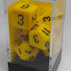 Chessex 25402 Opaque: Yellow/Black - Polyhedral (7 Dice)