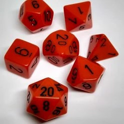 Chessex 25403 Opaque: Orange/Black - Polyhedral (7 Dice) Accessories
