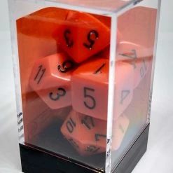 Chessex 25403 Opaque: Orange/Black - Polyhedral (7 Dice) Accessories