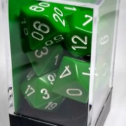 Chessex 25405 Opaque: Green/White - Polyhedral (7 Dice) Accessories