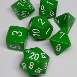 Chessex 25405 Opaque: Green/White - Polyhedral (7 Dice) Accessories