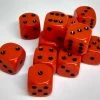Chessex 25603 Opaque: Orange/Black - 16mm D6 (12 Dice)