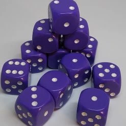 Accessories Chessex 25607 Opaque: Purple/White - 16mm D6 (12 Dice)