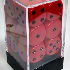 Chessex 25614 Opaque: Red/Black - 16mm D6 (12 Dice)