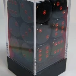 Chessex 25618 Opaque: Black/Red - 16mm D6 (12 Dice)