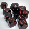 Chessex 25618 Opaque: Black/Red - 16mm D6 (12 Dice)