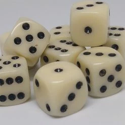 Chessex 25800 Opaque: Ivory/Black - 12mm D6 (36 Dice)