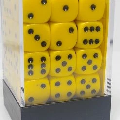 Chessex 25802 Opaque: Yellow/Black - 12mm D6 (36 Dice) Accessories