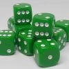 Chessex 25805 Opaque: Green/White - 12mm D6 (36 Dice)