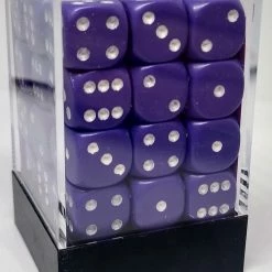 Chessex 25807 Opaque: Purple/White - 12mm D6 (36 Dice)