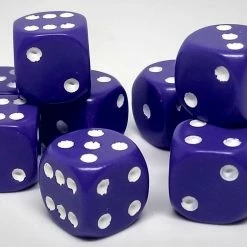 Chessex 25807 Opaque: Purple/White - 12mm D6 (36 Dice)