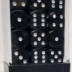 Chessex 25808 Opaque: Black/White - 12mm D6 (36 Dice) Accessories