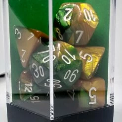 Accessories Chessex 26425 Gemini: Gold-Green/White - Polyhedral (7 Dice)