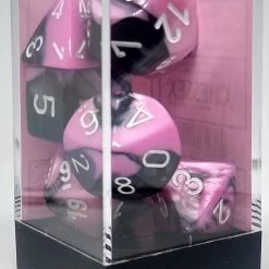 Chessex 26430 Gemini: Black-Pink/White - Polyhedral (7 Dice)