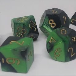 Chessex 26439 Gemini: Black-Green/Gold - Polyhedral (7 Dice)