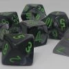 Chessex 26445 Gemini: Black-Grey/Green - Polyhedral (7 Dice) Accessories