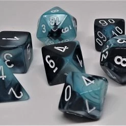 Chessex 26446 Gemini: Black-Shell/White - Polyhedral (7 Dice)
