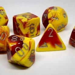 Chessex 26450 Gemini: Red-Yellow/Silver - Polyhedral (7 Dice) Accessories