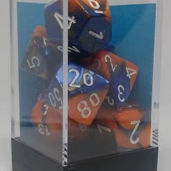 Chessex 26452 Gemini: Blue-Orange/White - Polyhedral (7 Dice) Accessories