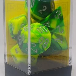 Chessex 26454 Gemini: Green-Yellow/Silver - Polyhedral (7 Dice) Accessories