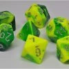 Chessex 26454 Gemini: Green-Yellow/Silver - Polyhedral (7 Dice) Accessories