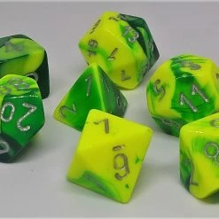 Chessex 26454 Gemini: Green-Yellow/Silver - Polyhedral (7 Dice) Accessories
