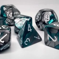 Chessex 26456 Gemini: Steel-Teal/White - Polyhedral (7 Dice) Accessories