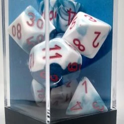 Chessex 26457 Gemini: Astral Blue-White/Red - Polyhedral (7 Dice)