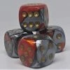 Chessex 26624 Gemini: Copper-Steel/White - 16mm D6 (12 Dice) Accessories