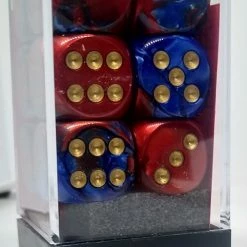 Chessex 26629 Gemini: Blue-Red/Gold - 16mm D6 (12 Dice) Accessories