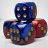 Chessex 26629 Gemini: Blue-Red/Gold - 16mm D6 (12 Dice) Accessories