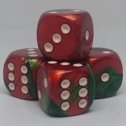 Chessex 26631 Gemini: Green-Red/White - 16mm D6 (12 Dice)