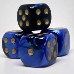 Chessex 26635 Gemini: Black-Blue/Gold - 16mm D6 (12 Dice)