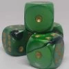 Chessex 26639 Gemini: Black-Green/Gold - 16mm D6 (12 Dice)