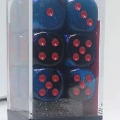Chessex 26658 Gemini: Black-Starlight/Red - 16mm D6 (12 Dice)