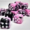 Chessex 26830 Gemini: Black-Pink/White - 12mm D6 (36 Dice) Accessories